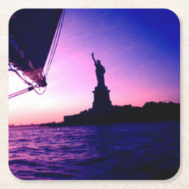 Statue of Liberty NYC Sailing July 4 Paper Coaster Underlägg Papper Kvadrat