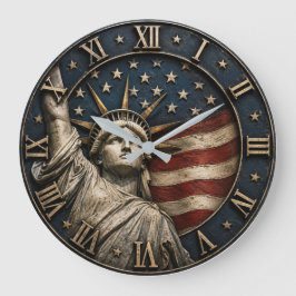 Statue of Liberty Patriotic American Flag USA Stor Klocka