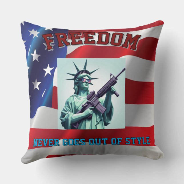 Statue of Liberty Patriotic Sunglasses M4 Rifle  Kudde (Baksida)