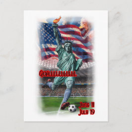 Statue of Liberty playing Soccer on a Helg Vykort