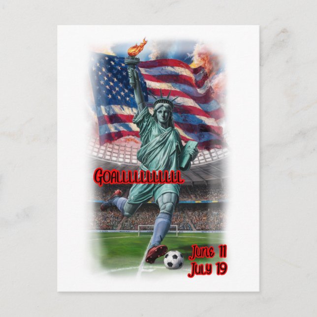 Statue of Liberty playing Soccer on a  Helg Vykort (Framsida)