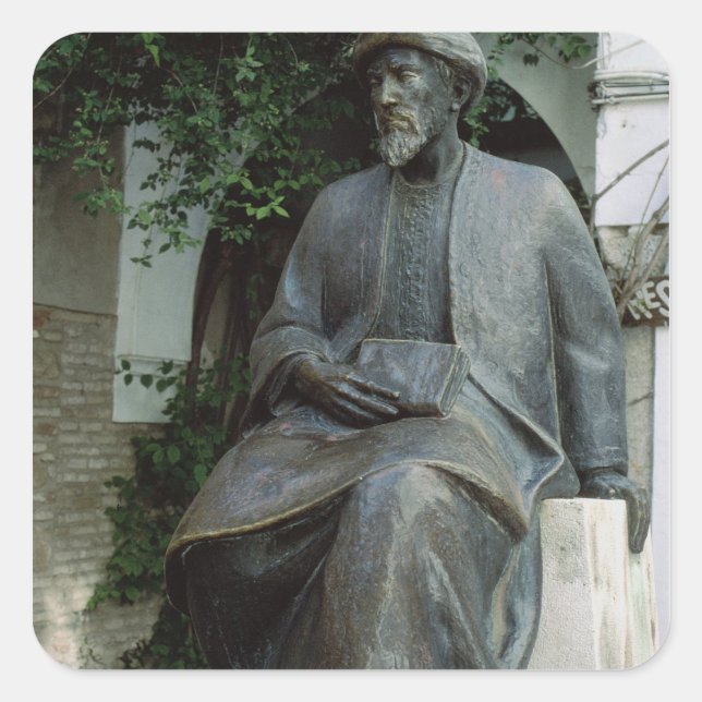 Statue of Moses Maimonides Fyrkantigt Klistermärke (Framsida)