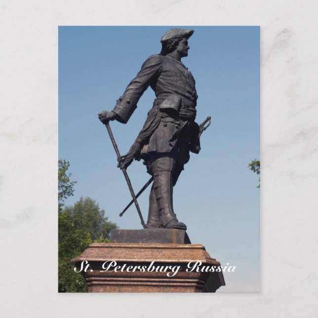 Statue of Peter the Underbar, Sankt Petersburg Rys Vykort (Framsida)