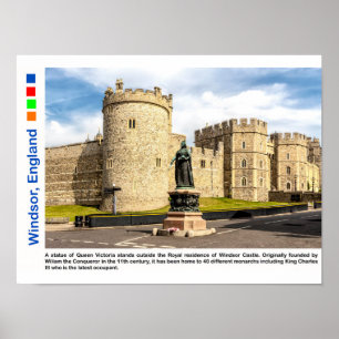 Statue of Queen Victoria utanför, Windsor Castle Poster
