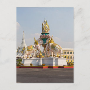 Statue of rosa elephants Bangkok Thailand Vykort