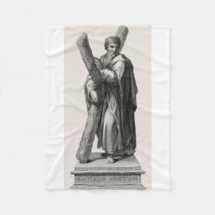 Statue of Saint Andrew Apostle med kor Fleecefilt