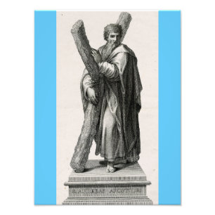 Statue of Saint Andrew Apostle med kor Fototryck