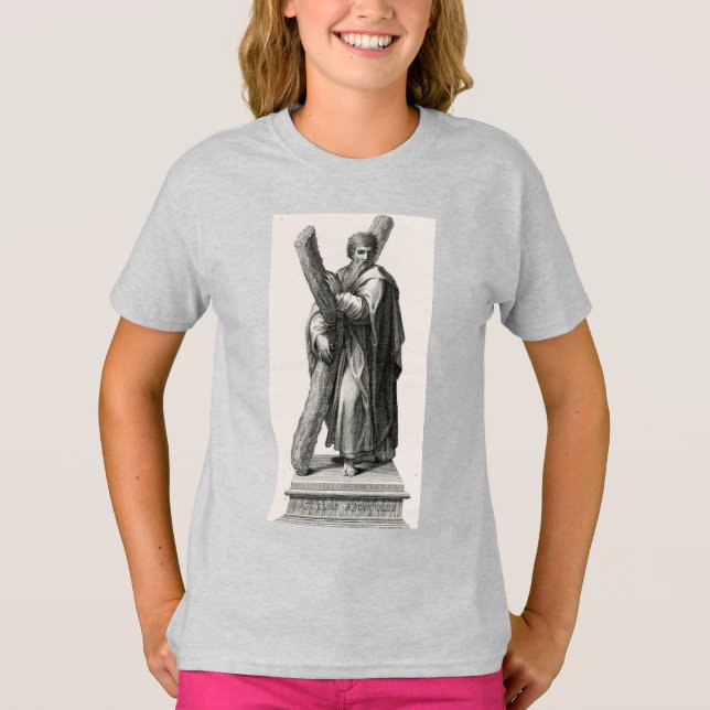 Statue of Saint Andrew Apostle med kor T Shirt (Framsida)