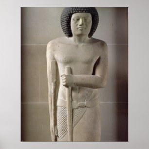 Statue of Sepa, Old Kingdom (målad kalksten) Poster