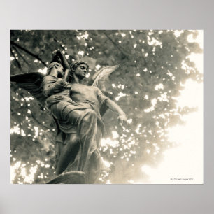 Statue of St Michael, Pere Lachaise Cemetery Poster