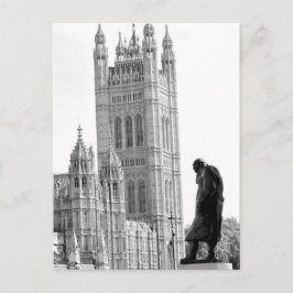 Statue of Winston Churchill in London Vykort