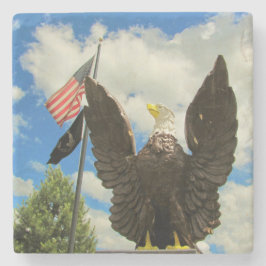 Statue örn med American Flagga och MIA Flagga Stenunderlägg