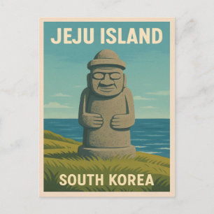 Statue Statue vintage resor Jeju Korea Retro Vykort