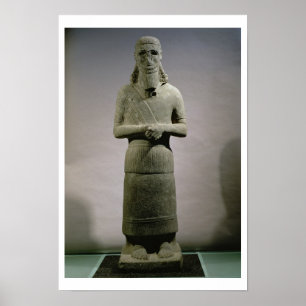 Statue tillägnad guden Haddad-Yishi (basalt) Poster