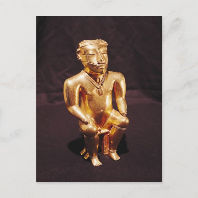 Statuett av en sittande man, Quimbaya Vykort (Framsida)