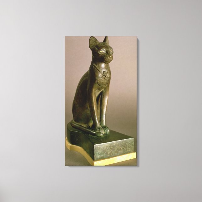 Statuett för en katt som representerar gudinna Bas Canvastryck (Framsida)