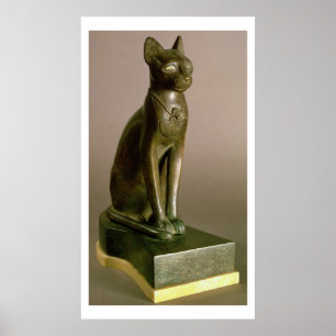 Statuett för en katt som representerar gudinna Bas Poster