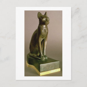 Statuett för en katt som representerar gudinna Bas Vykort