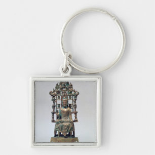 Statuette av Buddha i meditationen, Tang Fyrkantig Silverfärgad Nyckelring