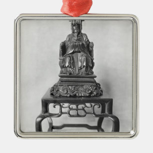 Statuette av Confucius som en Mandarin, Qing Julgransprydnad Metall