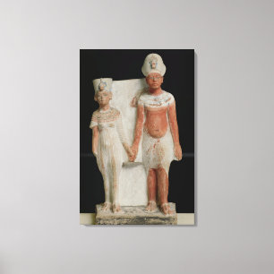 Statuette av den Amenophis droppen och Nefertiti Canvastryck