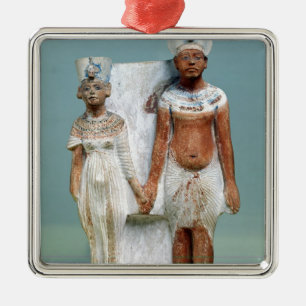 Statuette av den Amenophis droppen och Nefertiti Julgransprydnad Metall
