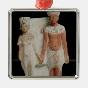 Statuette av den Amenophis droppen och Nefertiti Julgransprydnad Metall