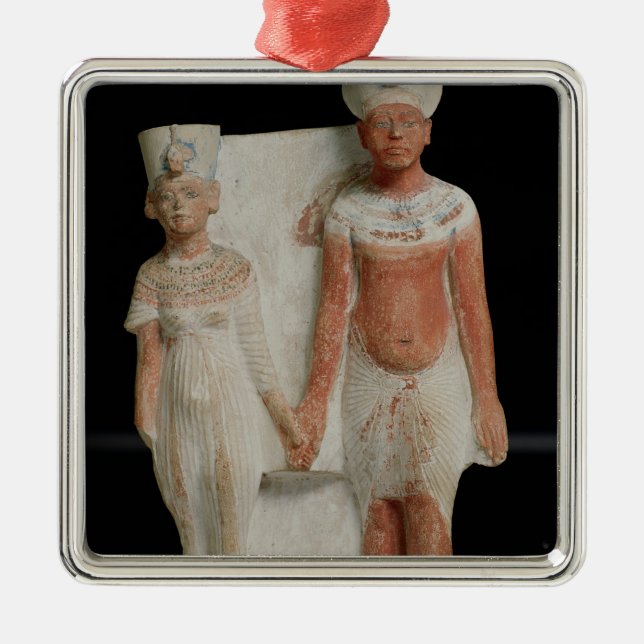 Statuette av den Amenophis droppen och Nefertiti Julgransprydnad Metall (Framsidan)