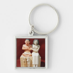 Statuette av den dvärg- Seneben och hans familj Fyrkantig Silverfärgad Nyckelring