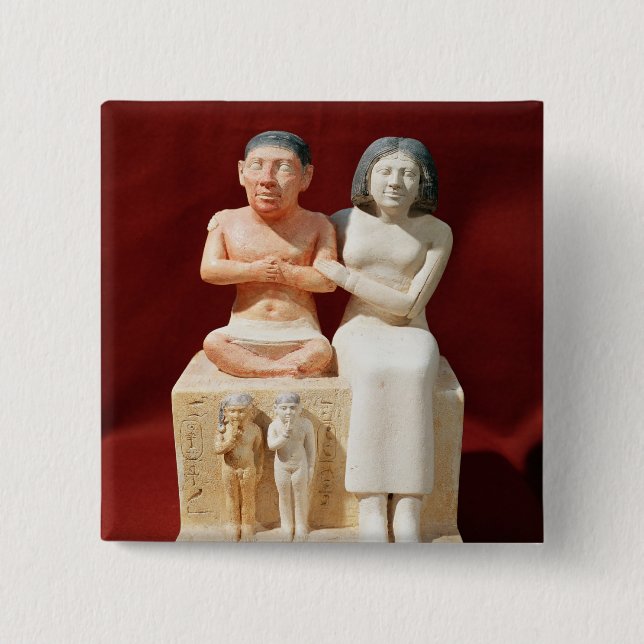 Statuette av den dvärg- Seneben och hans familj Knapp (Framsida)