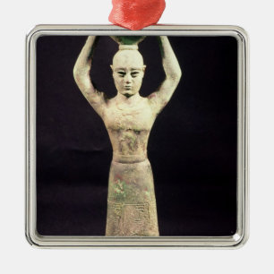 Statuette av den erbjudande bärare med votive julgransprydnad metall