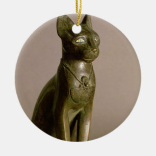 Statuette av en katt som föreställer gudinnan julgransprydnad keramik