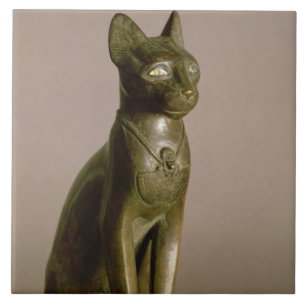 Statuette av en katt som föreställer gudinnan kakelplatta