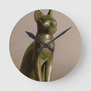 Statuette av en katt som föreställer gudinnan rund klocka