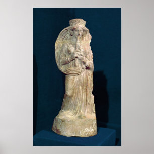 Statuette av en kvinna som leker en dubbel flöjt poster