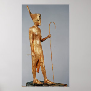 Statuette av kungen som ha på sig den röda kronan poster
