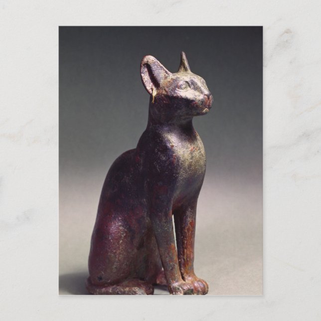 Statuette of a cat with guld örringar vykort (Framsida)