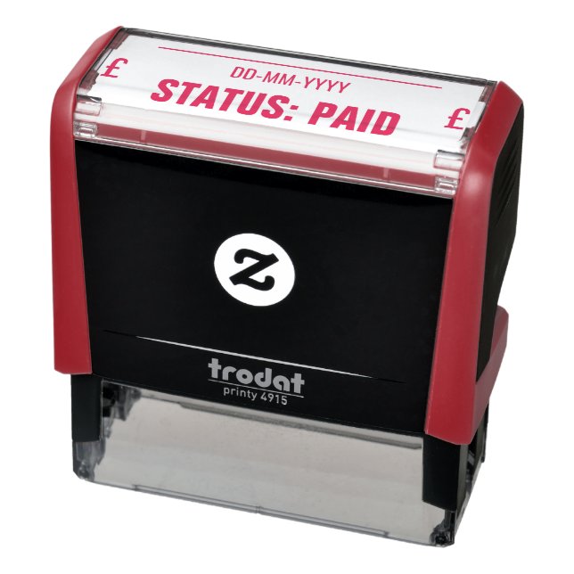 "STATUS: BETALAT" + Pound Sign Rubber Frimärke Självfärgande Stämpel (Produkt)