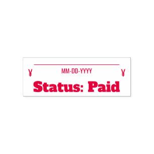"Status: Betalat" Rubber Frimärke Självfärgande Stämpel