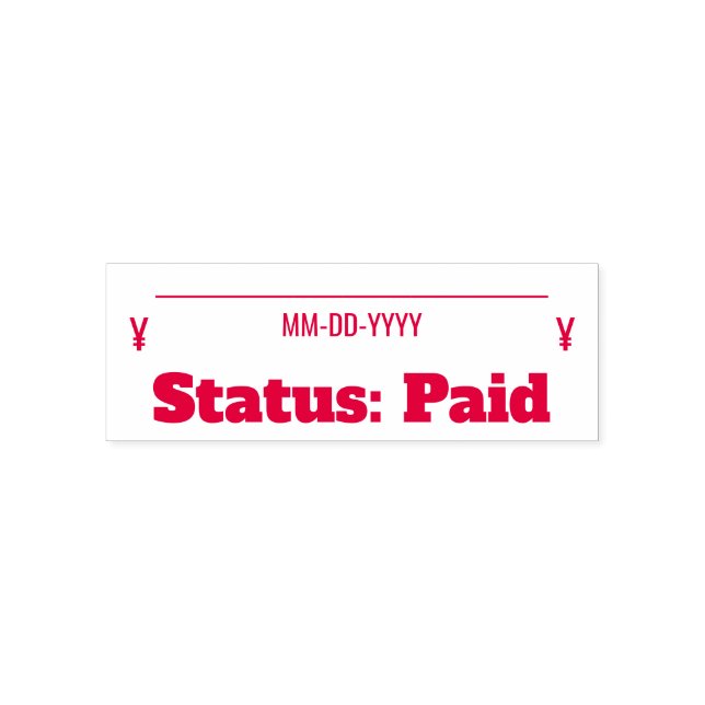 "Status: Betalat" Rubber Frimärke Självfärgande Stämpel (Design)