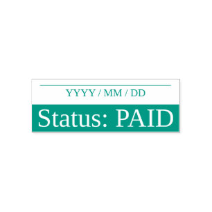 "Status: BETALD" Rubber frimärke Självfärgande Stämpel