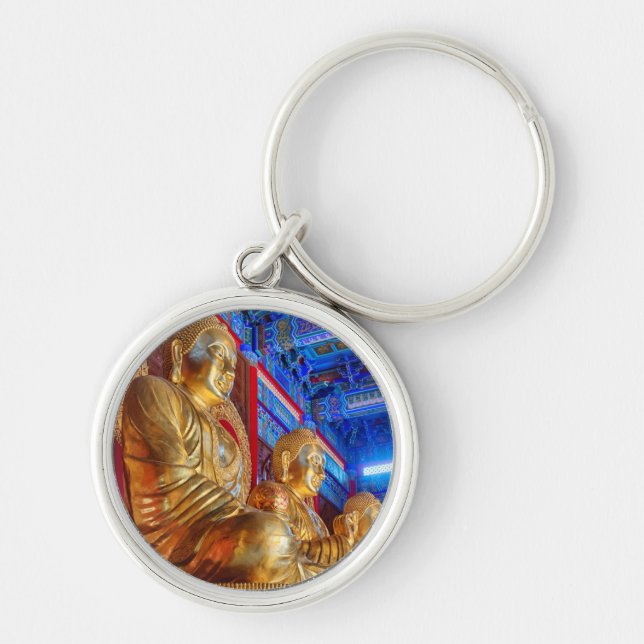 Status för Thai China Buddha Image Rund Silverfärgad Nyckelring (Framsidan)