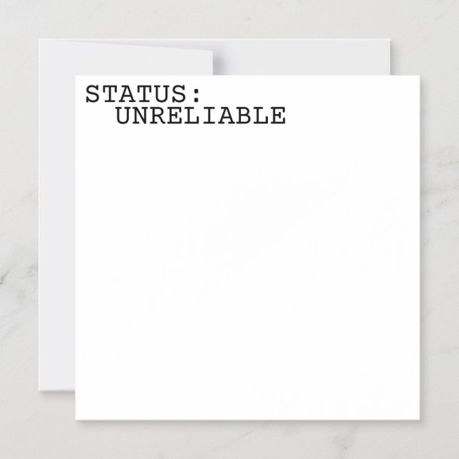 Status Unreliable Minimalist Typographic  Magnetisk Inbjudningskort (Framsida)