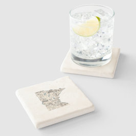 Statusdiagram för Minnesota Antique Bild Karta Vin Underlägg Sten