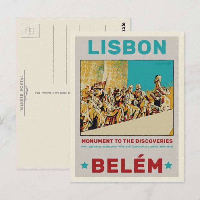 Statusillustration av Lissabonfördraget i Portugal Vykort (Fram/baksida)