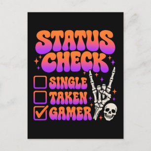 Statuskontroll för gamers humor för spelentusiaste vykort