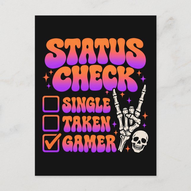 Statuskontroll för gamers humor för spelentusiaste vykort (Framsida)