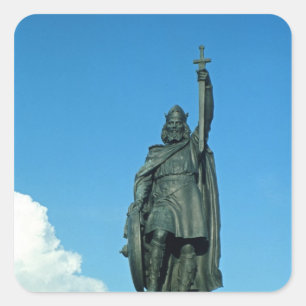 Staty av Alfred underbaren Fyrkantigt Klistermärke