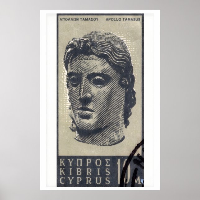 Staty av Apollo - Cypern - Frimärksutskrift Poster (Framsidan)