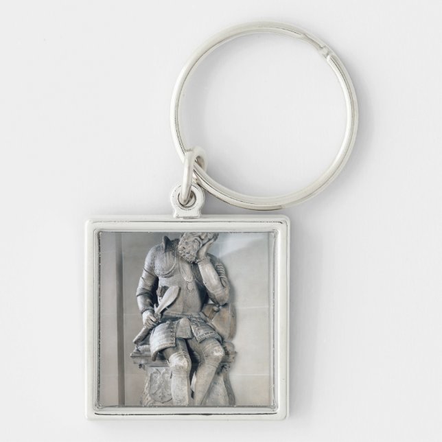 Staty av Charles de Maigny 1557 Fyrkantig Silverfärgad Nyckelring (Framsidan)